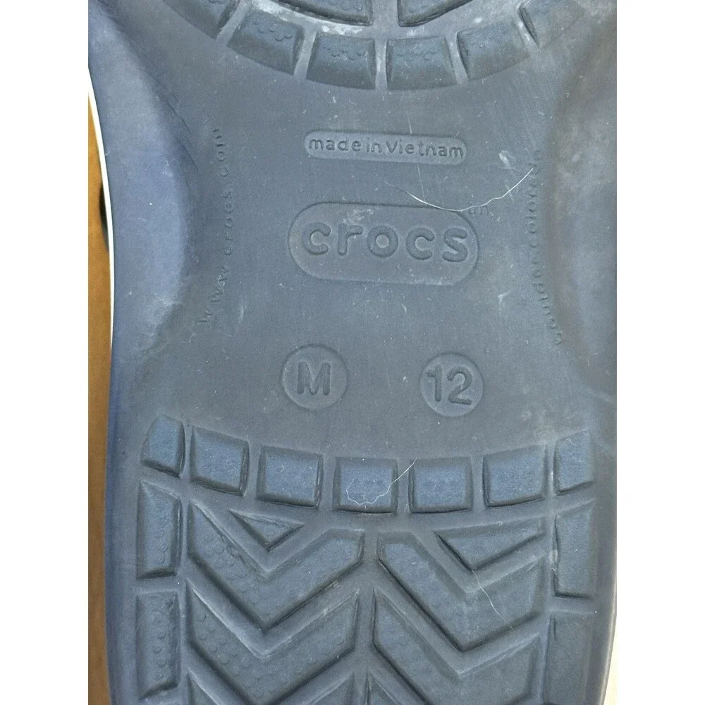 Crocs Crocband Flip Flops Sandals Mens 12 Navy Blue And White